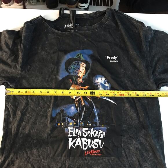 Nightmare On Elm Street NWT Women's Junior Large Asymmetrical Cutout Wash Top - Picture 9 of 9